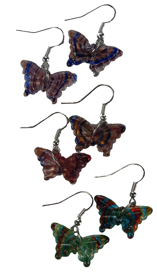 Art Glass Earrings Butterfly