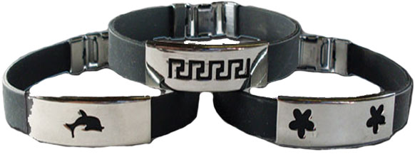 Stainless Steel On Black Rubber Bracelet