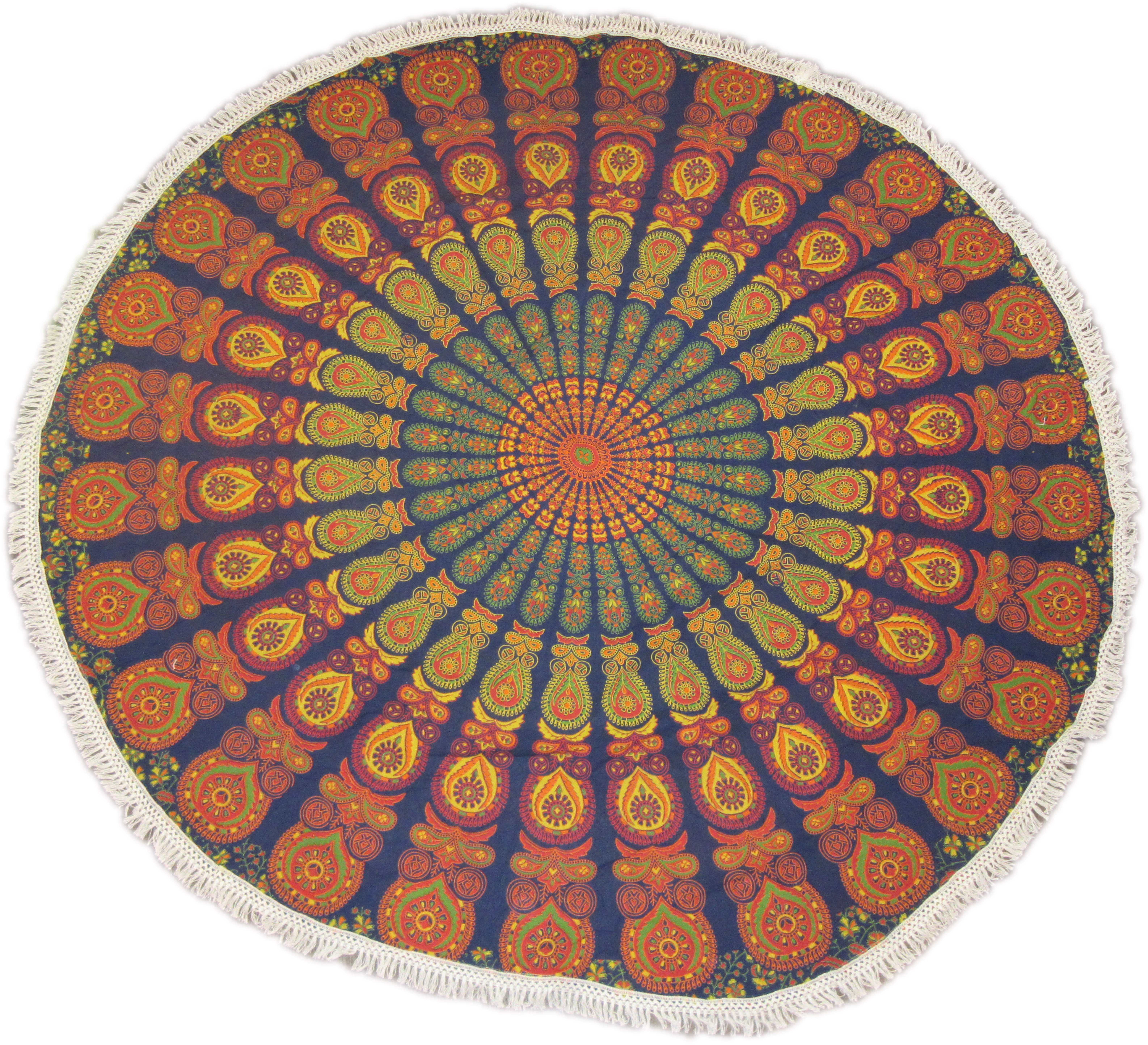 Mor Pankhi (Darker Colors) - Round Tapestry