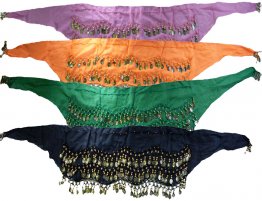 Belly Dancing Coin Scarves 3 Rows of Coins