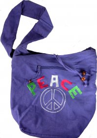Embroidered "Peace" Hobo Bag