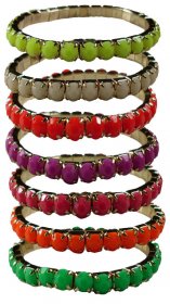 Color Faceted Bead Stretch Bracelets #2